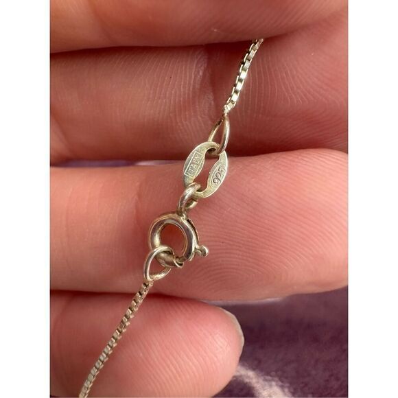 Vintage sterling silver turquoise heart pendant on Italian silver chain. - Picture 2 of 9